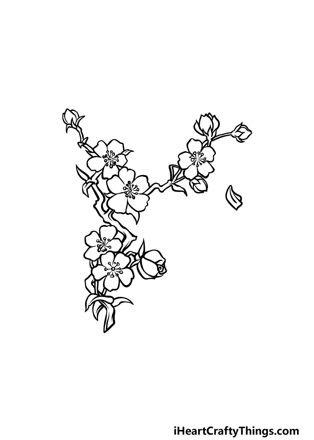 how to draw a Japanese flower step 5
