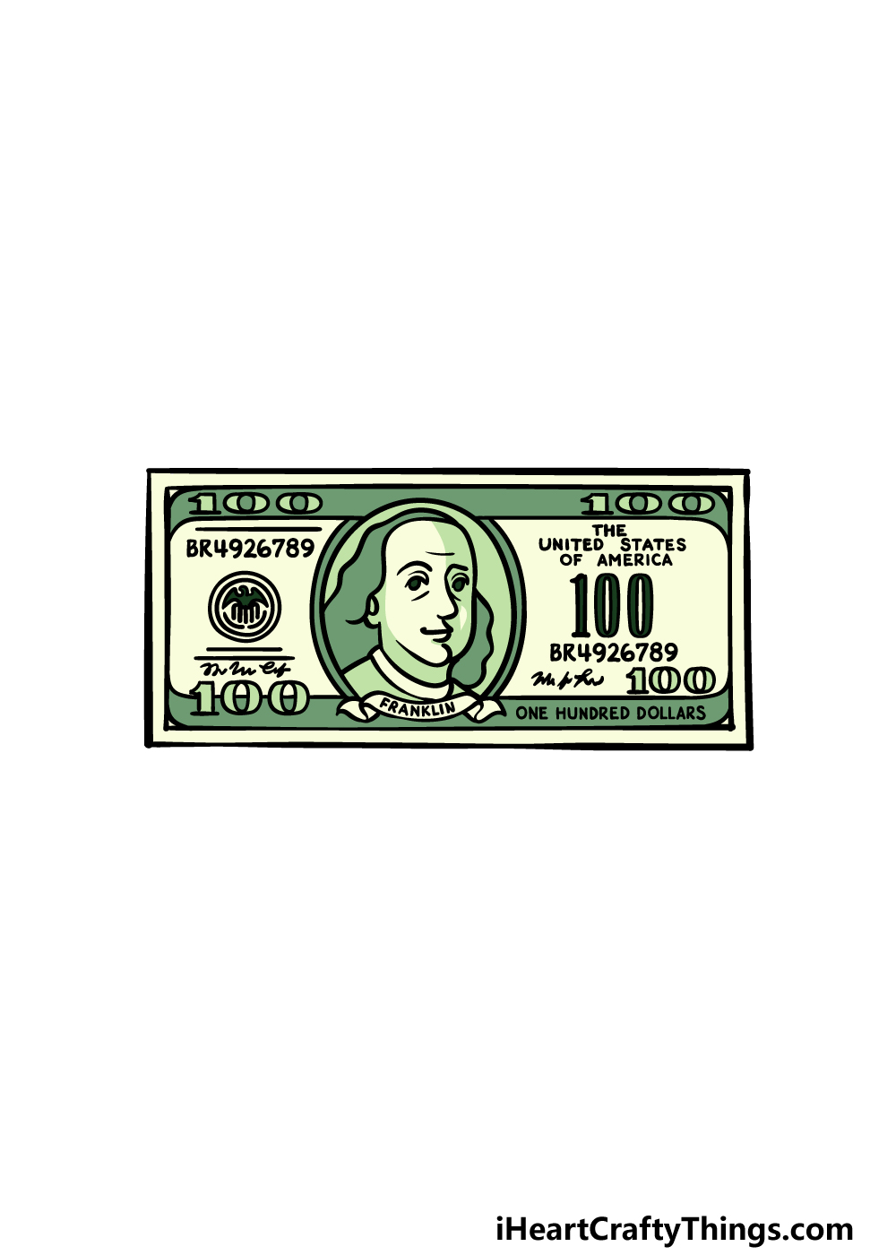 how to draw a Dollar Bill step 6