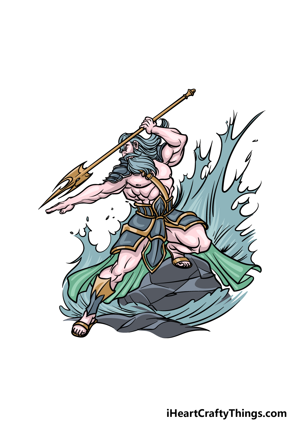 how to draw Poseidon step 6