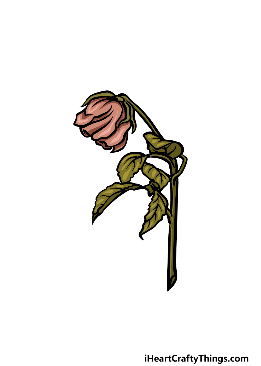 how to draw a dead rose step 6