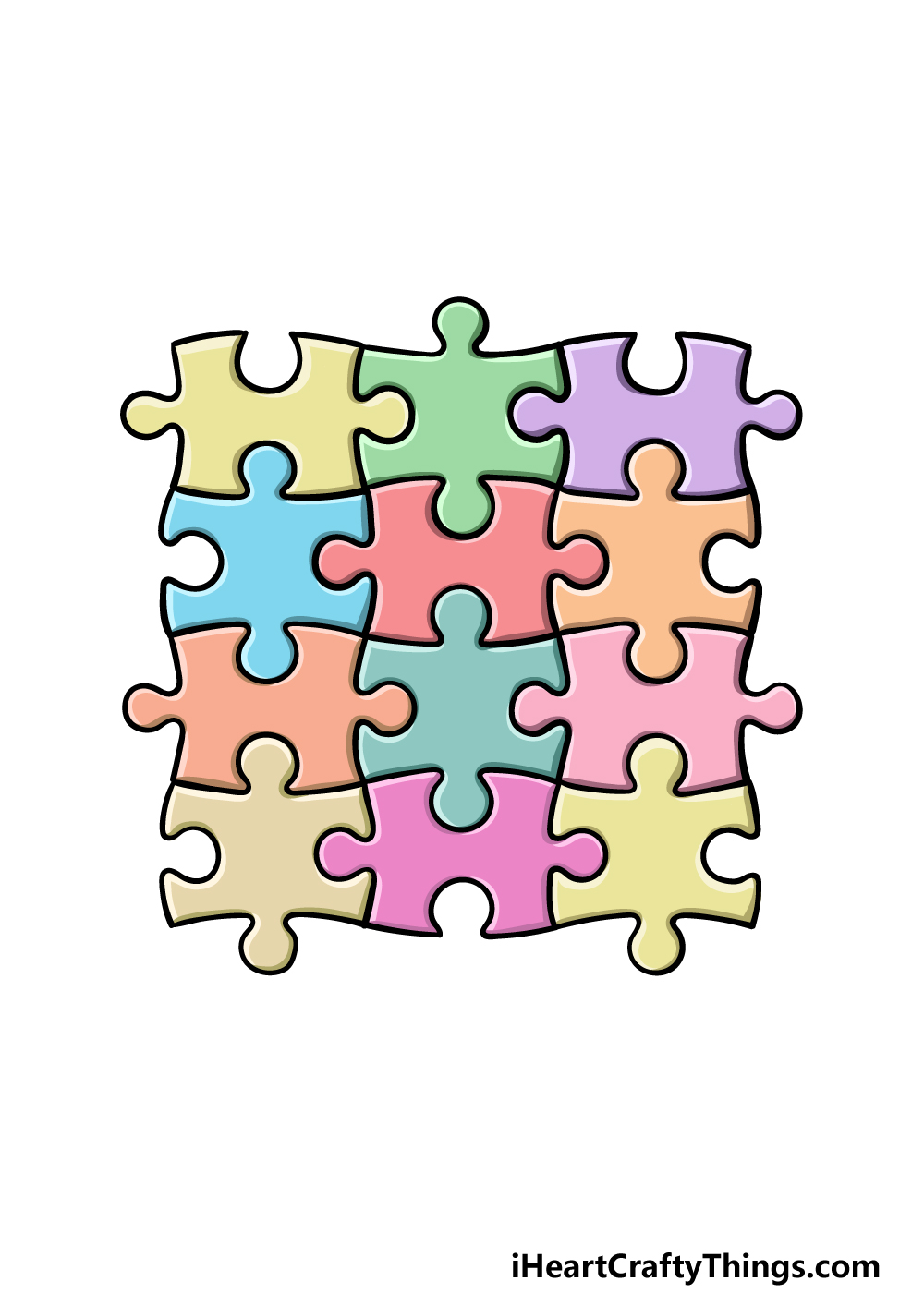 how to draw Puzzle Pieces step 6