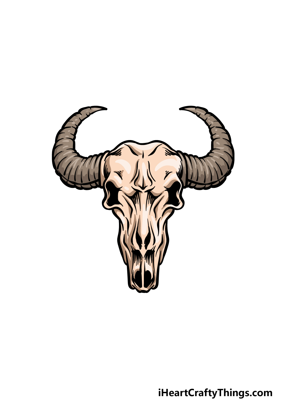 how to draw a bull skull step 6