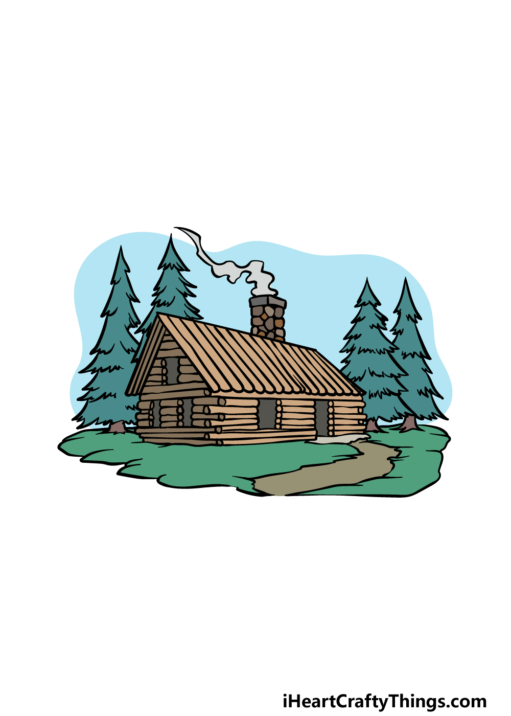 how to draw a cabin step 6