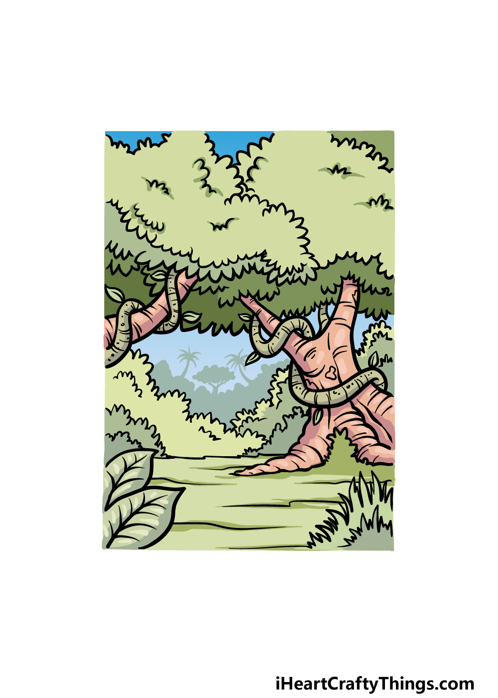 how to draw a jungle step 6