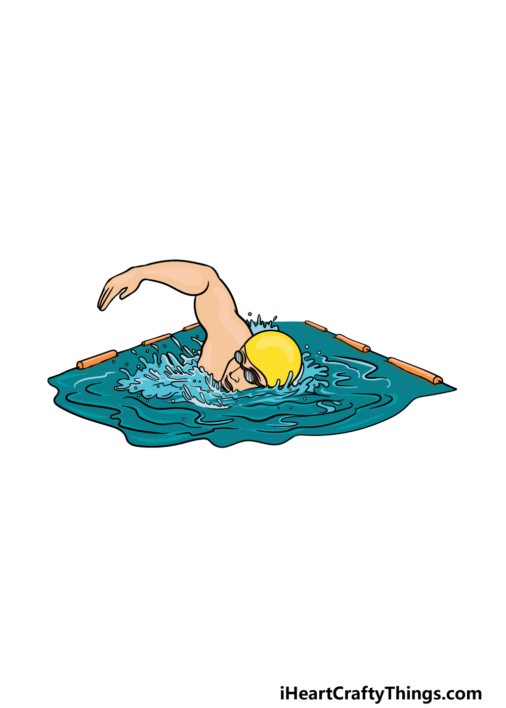 how to draw swimming step 6