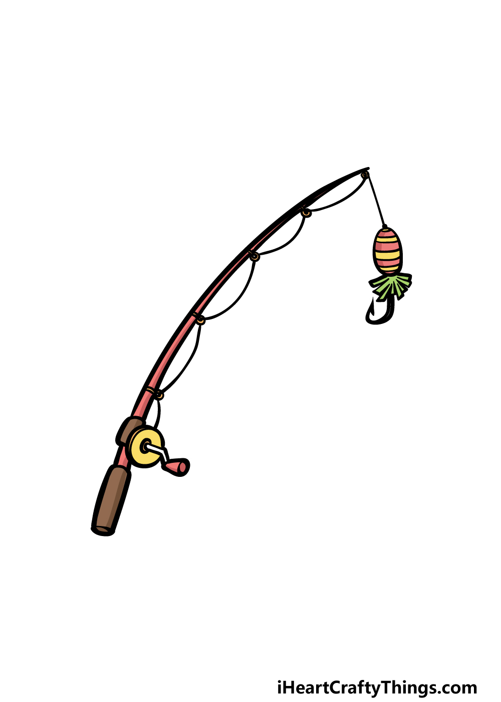 how to draw a fishing pole step 6