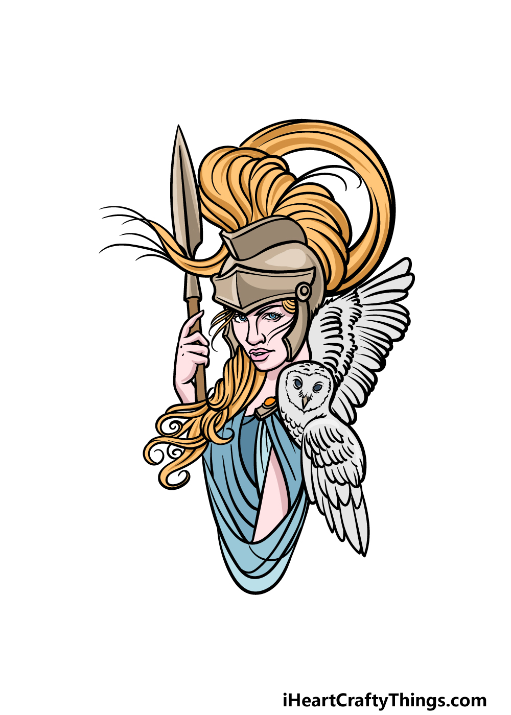 how to draw Athena step 6