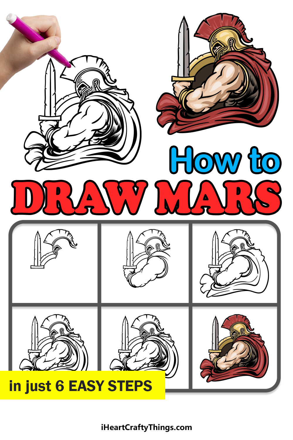 how to draw Mars in 6 easy steps