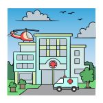 how to draw a hospital image