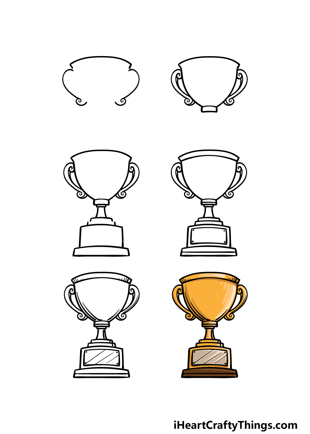 how to draw a trophy in 6 steps