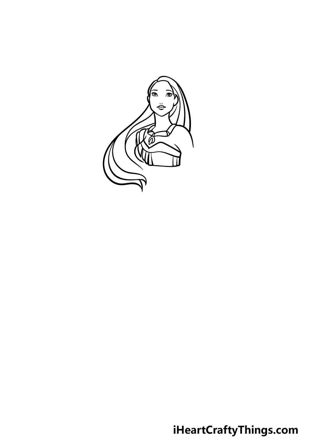 how to draw Pocahontas step 2