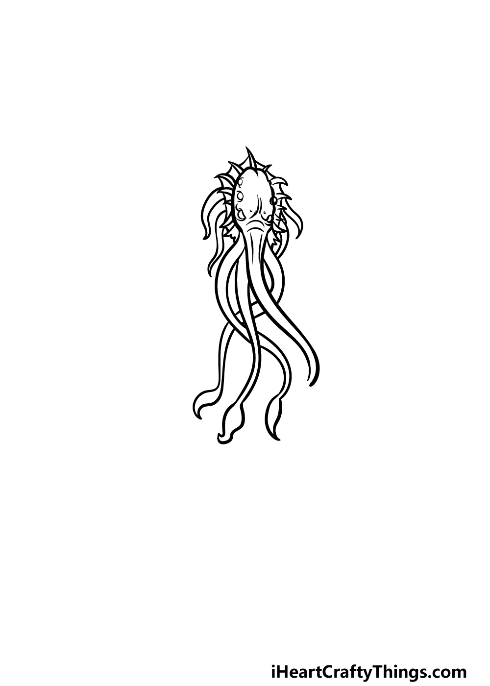 how to draw Cthulhu step 2