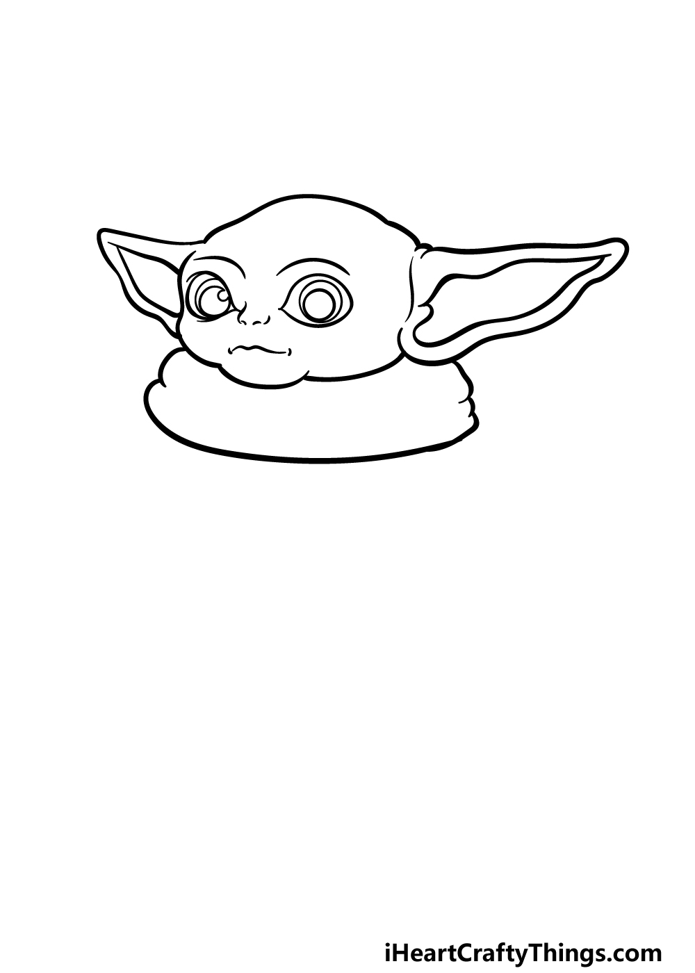 how to draw Baby Yoda step 2