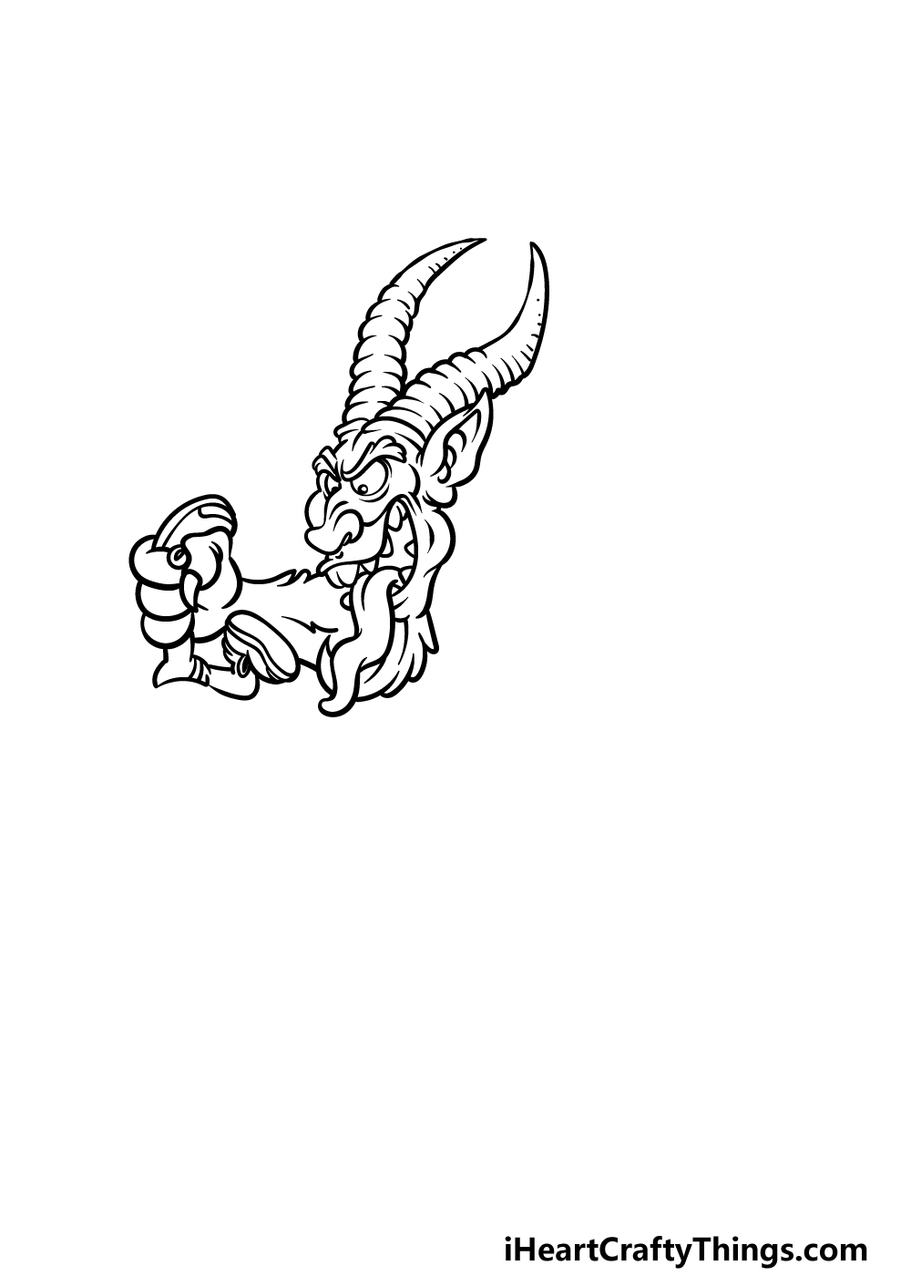 how to draw Krampus step 3