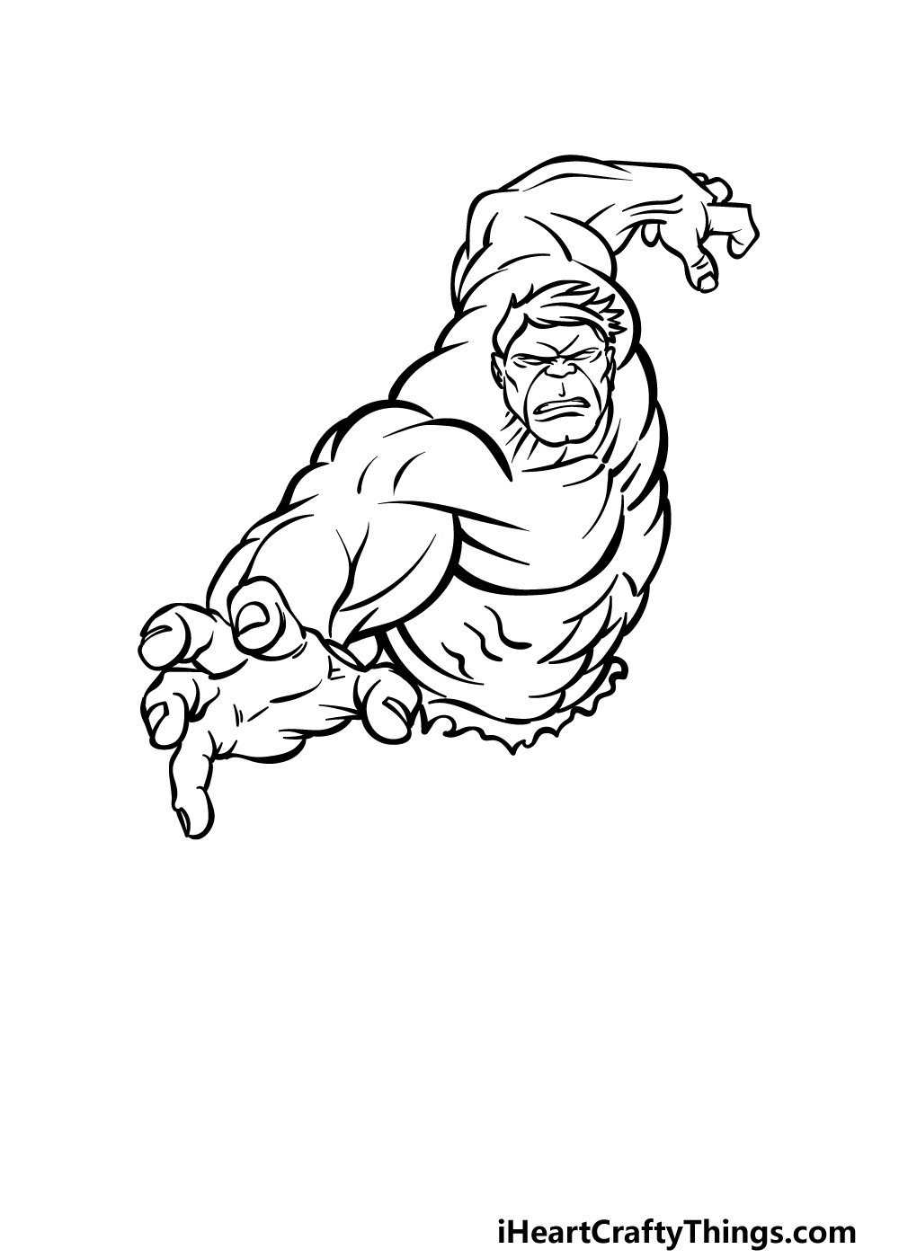 how to draw The Hulk step 3