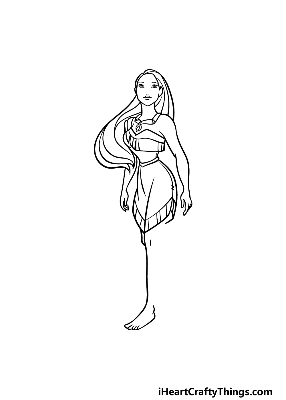 how to draw Pocahontas step 4