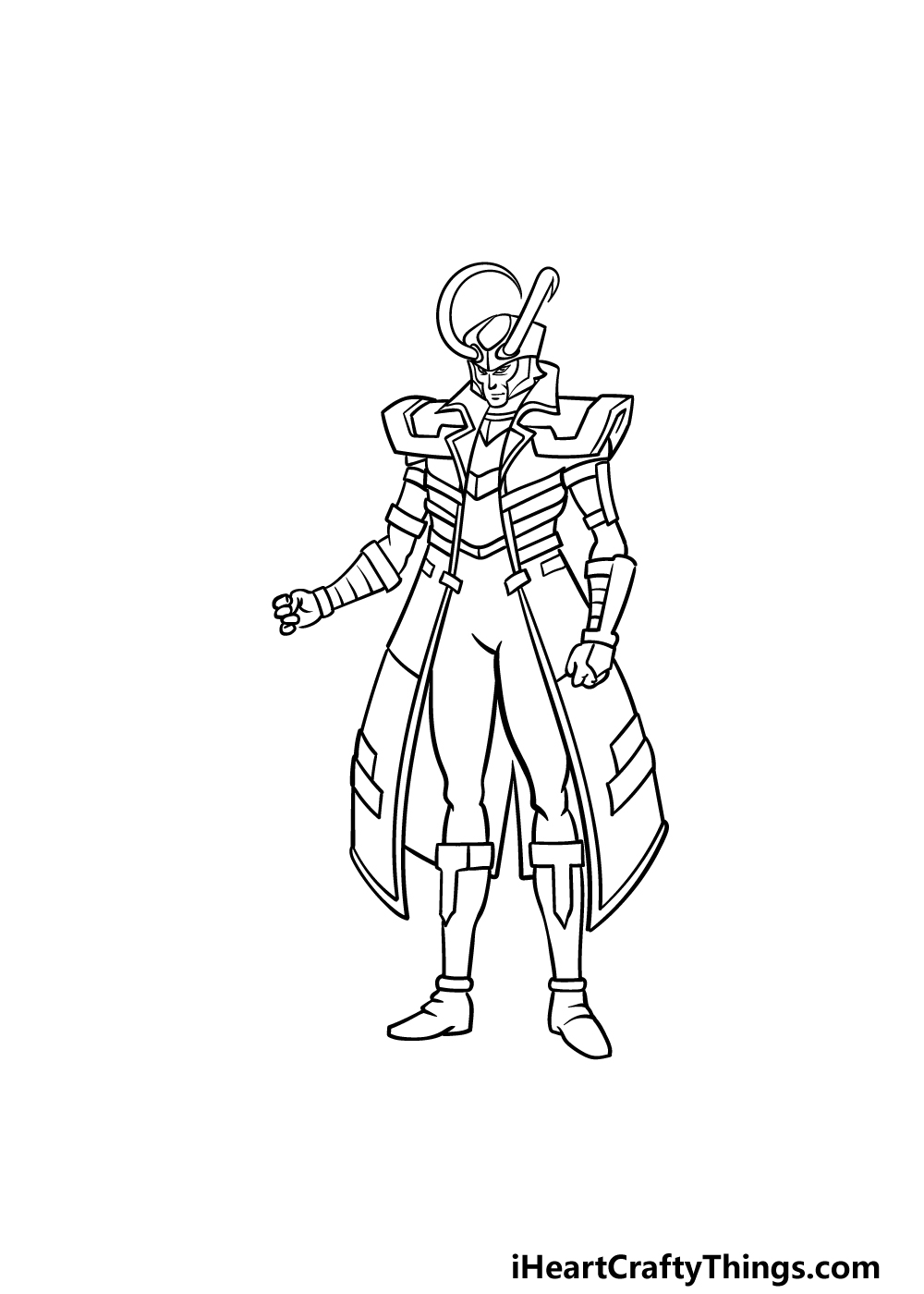 how to draw Loki step 4