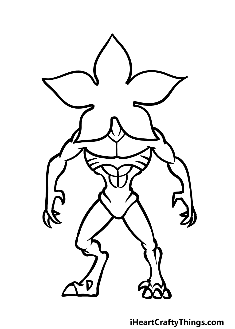 how to draw a Demogorgon step 4