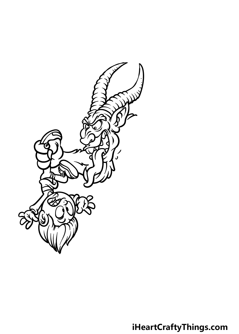 how to draw Krampus step 4