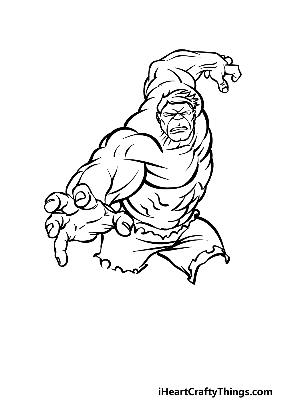 how to draw The Hulk step 4