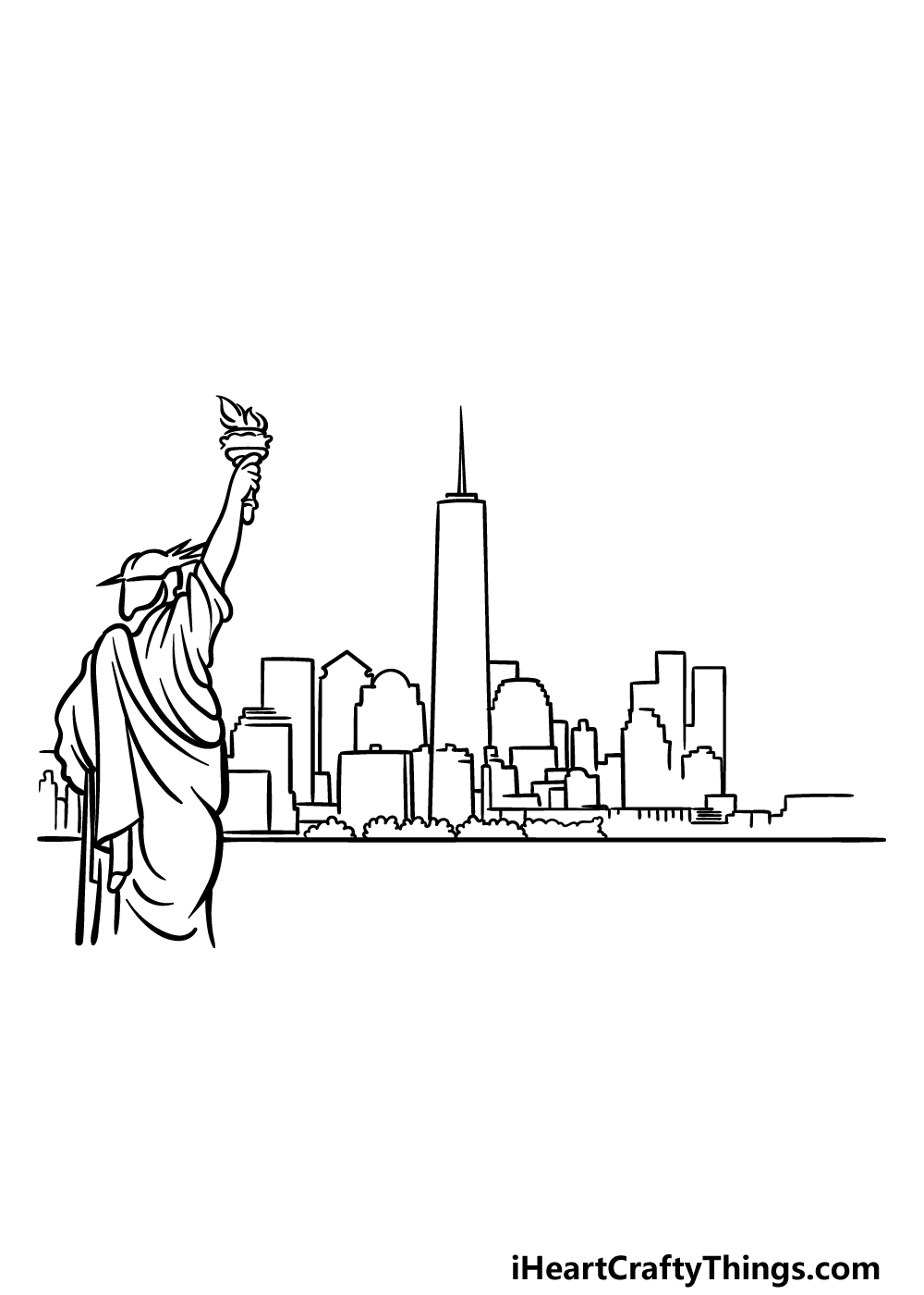 how to draw The New York Skyline step 4