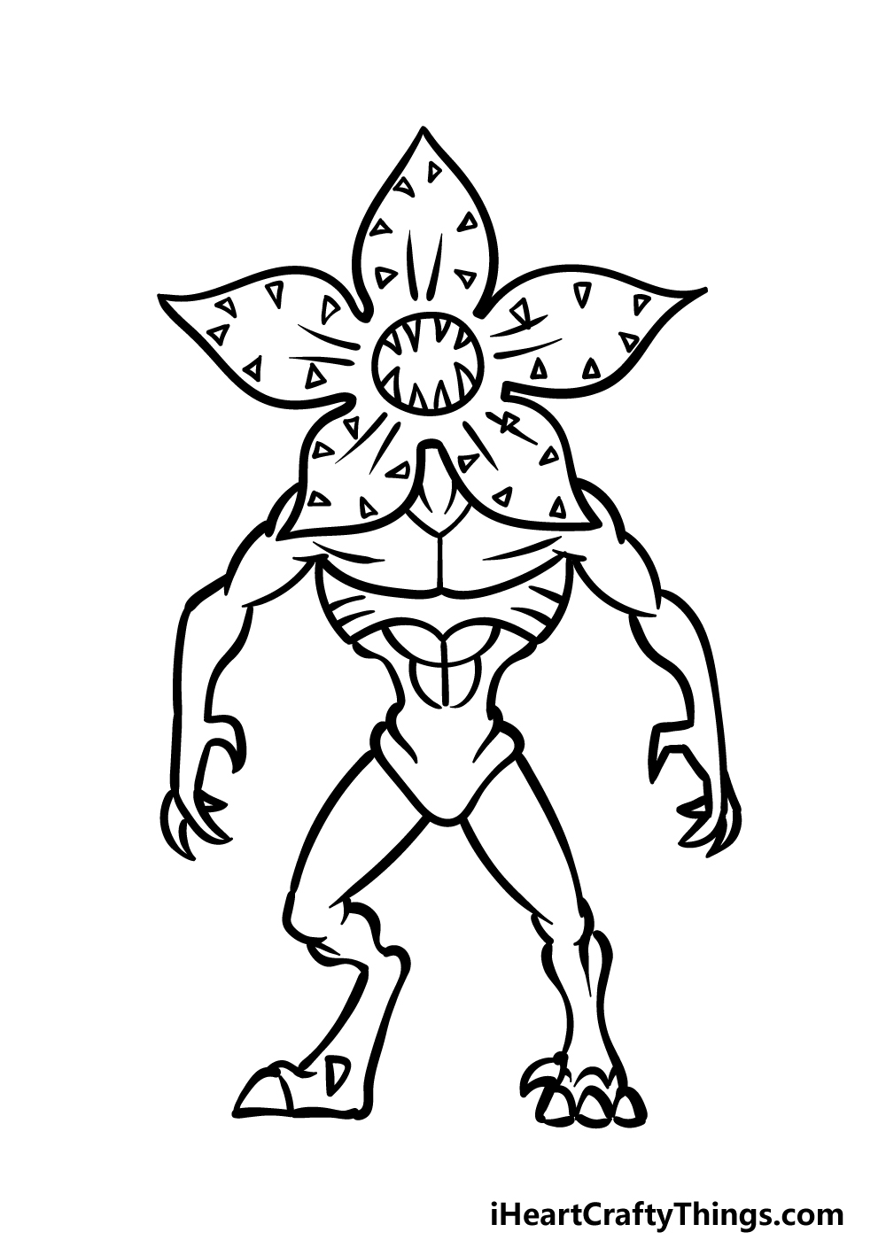how to draw a Demogorgon step 5
