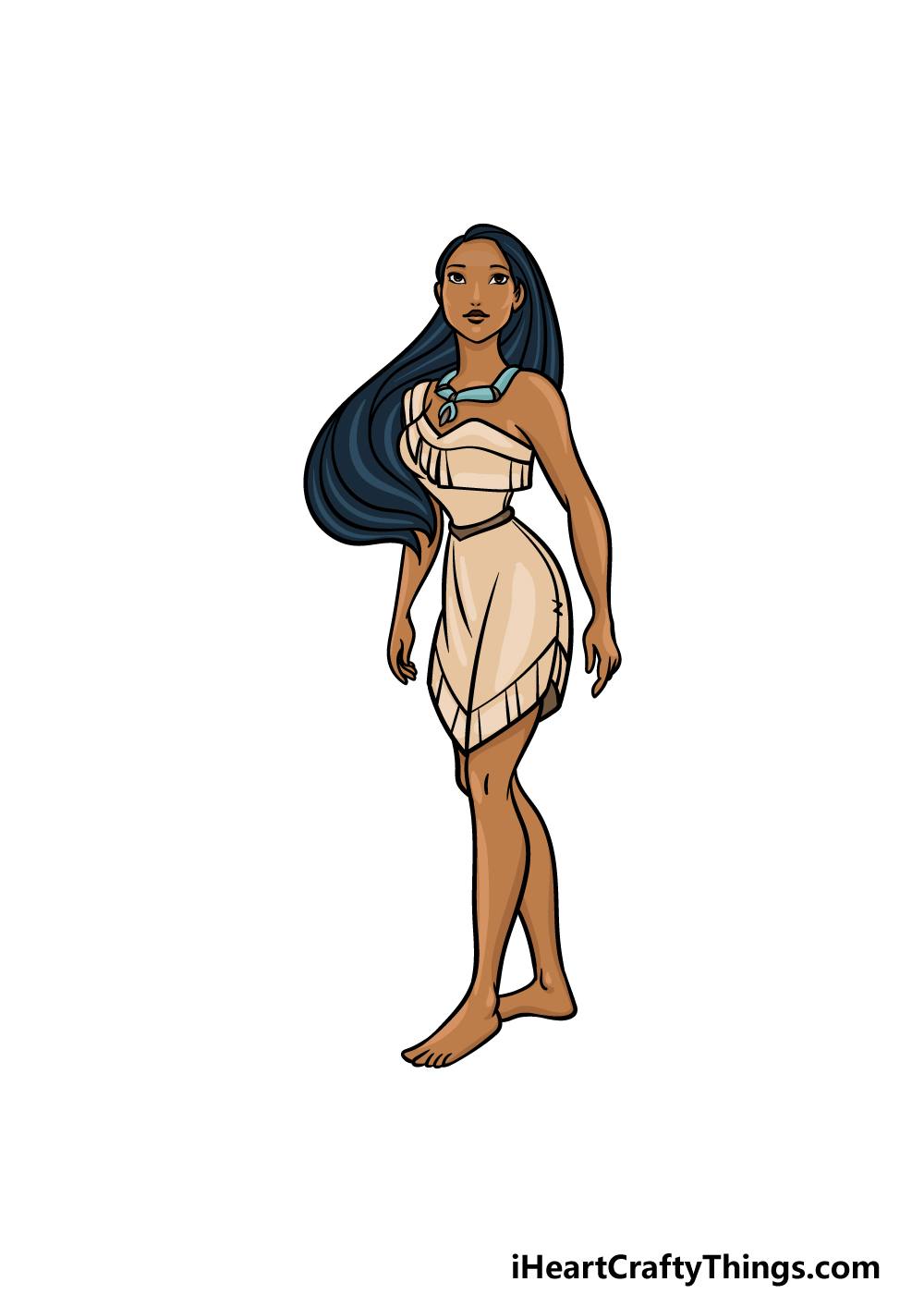 how to draw Pocahontas step 6