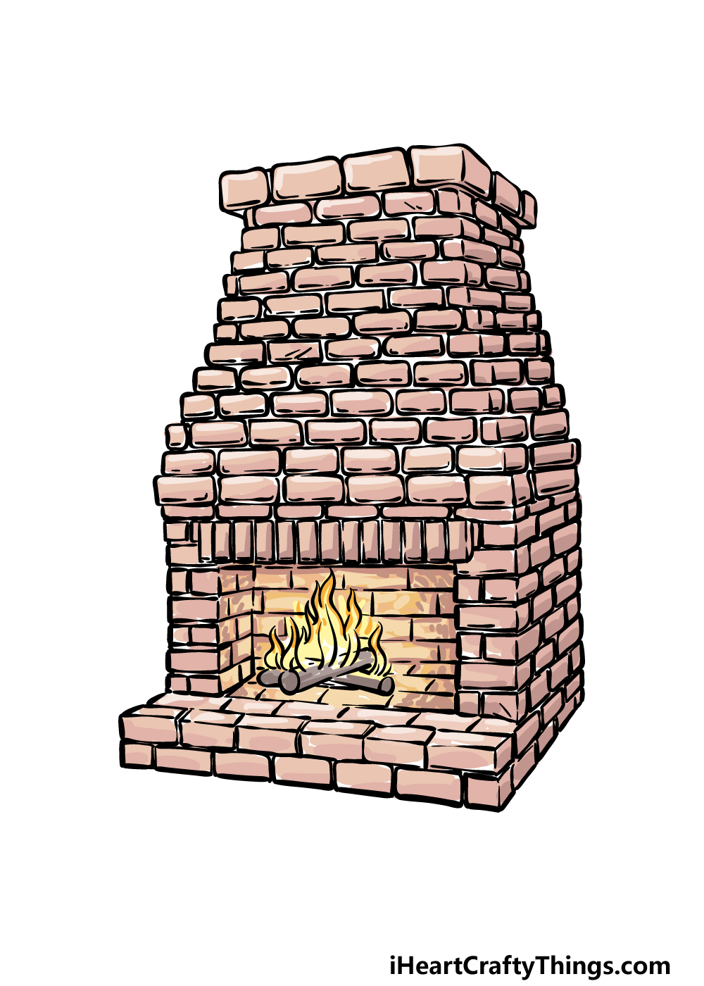 how to draw a Fireplace step 6