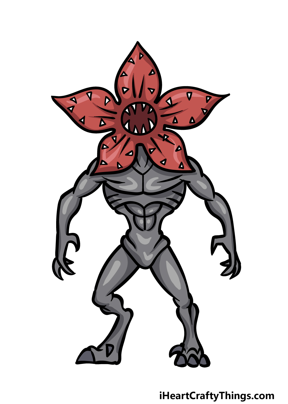 how to draw a Demogorgon step 6