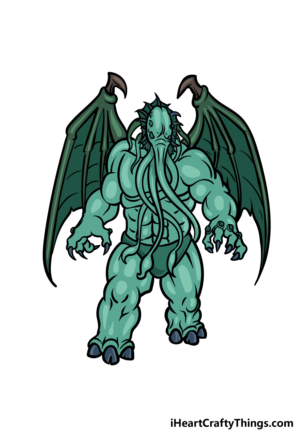 how to draw Cthulhu step 6