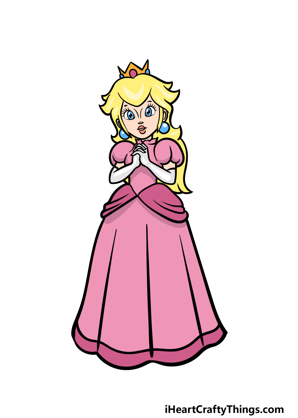 how to draw Princess Peach step 6