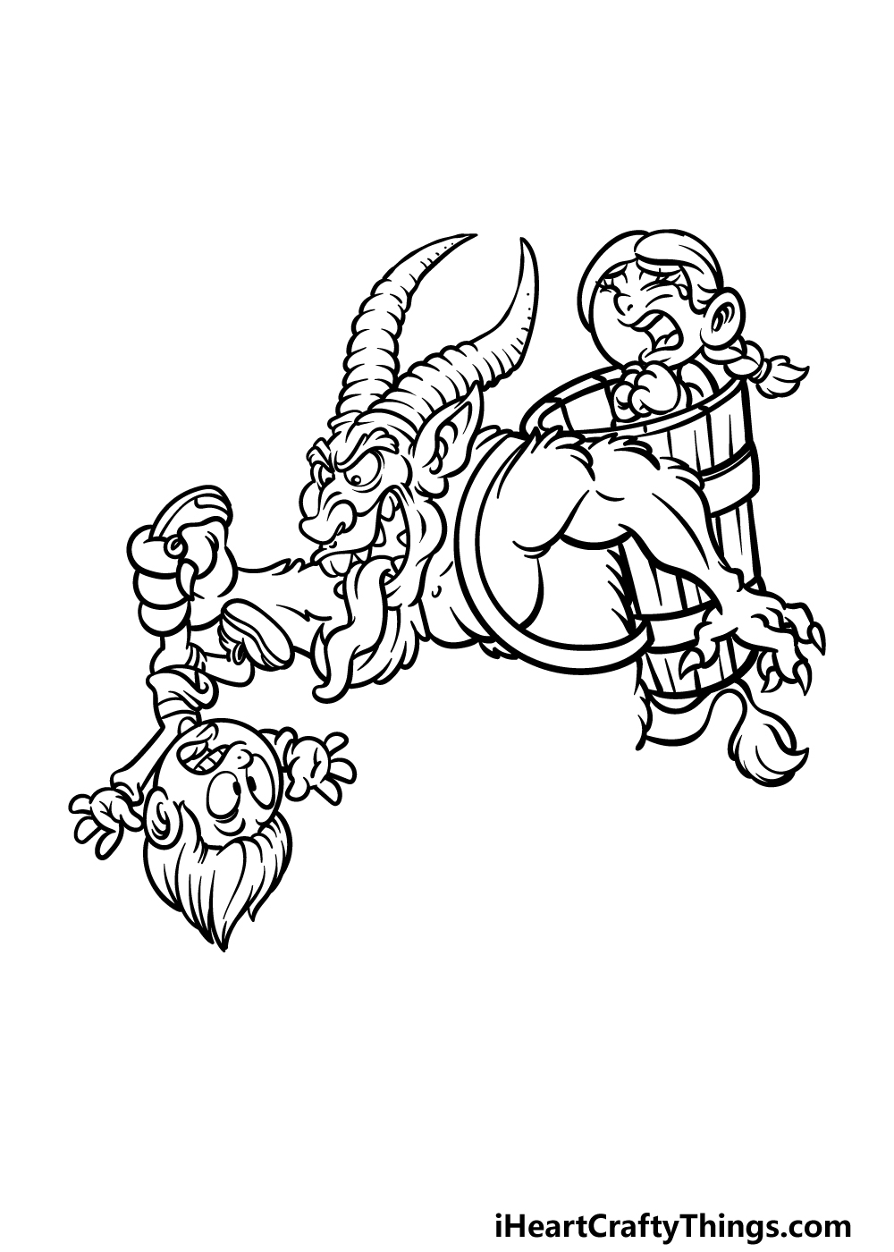 how to draw Krampus step 6