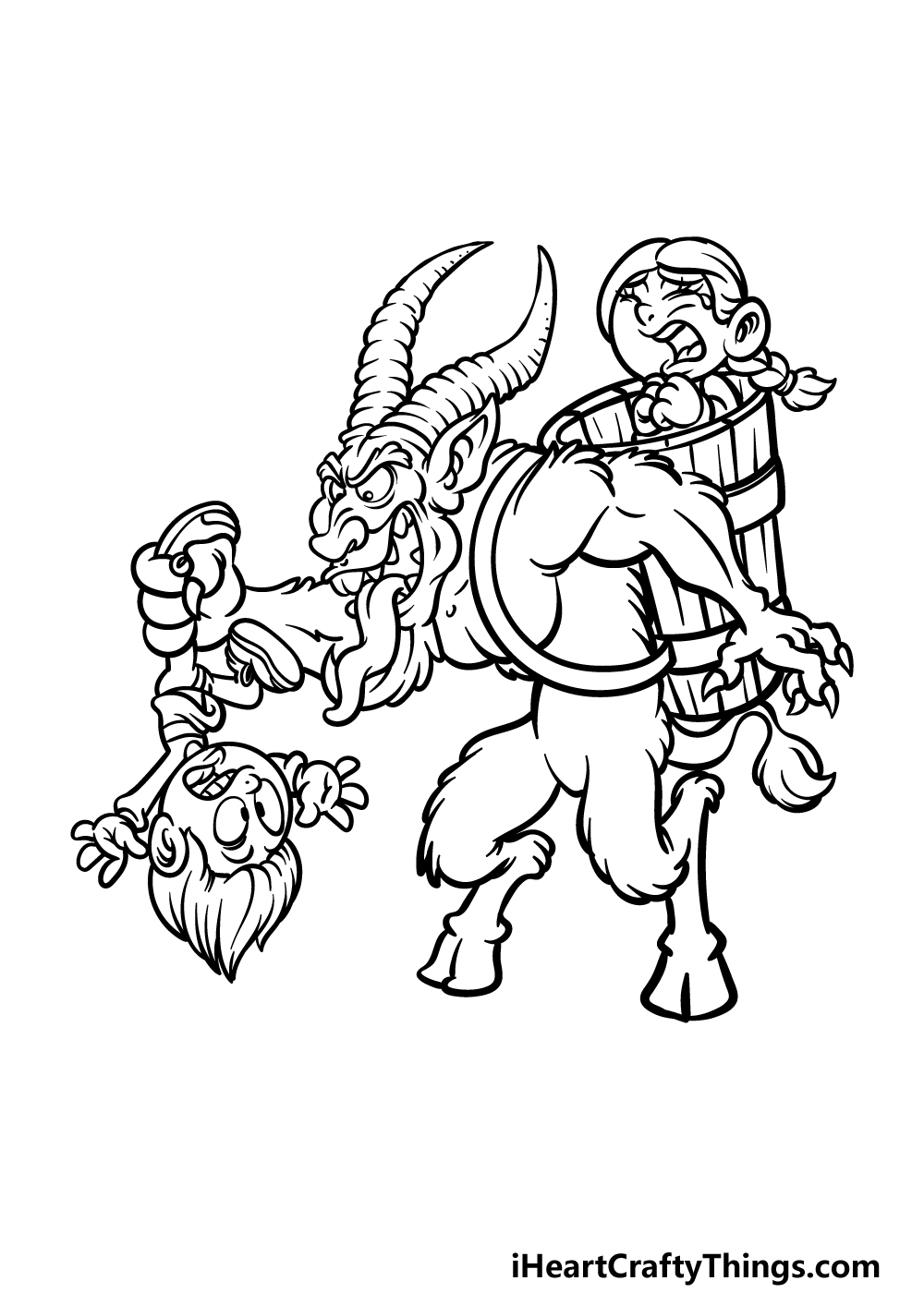 how to draw Krampus step 7