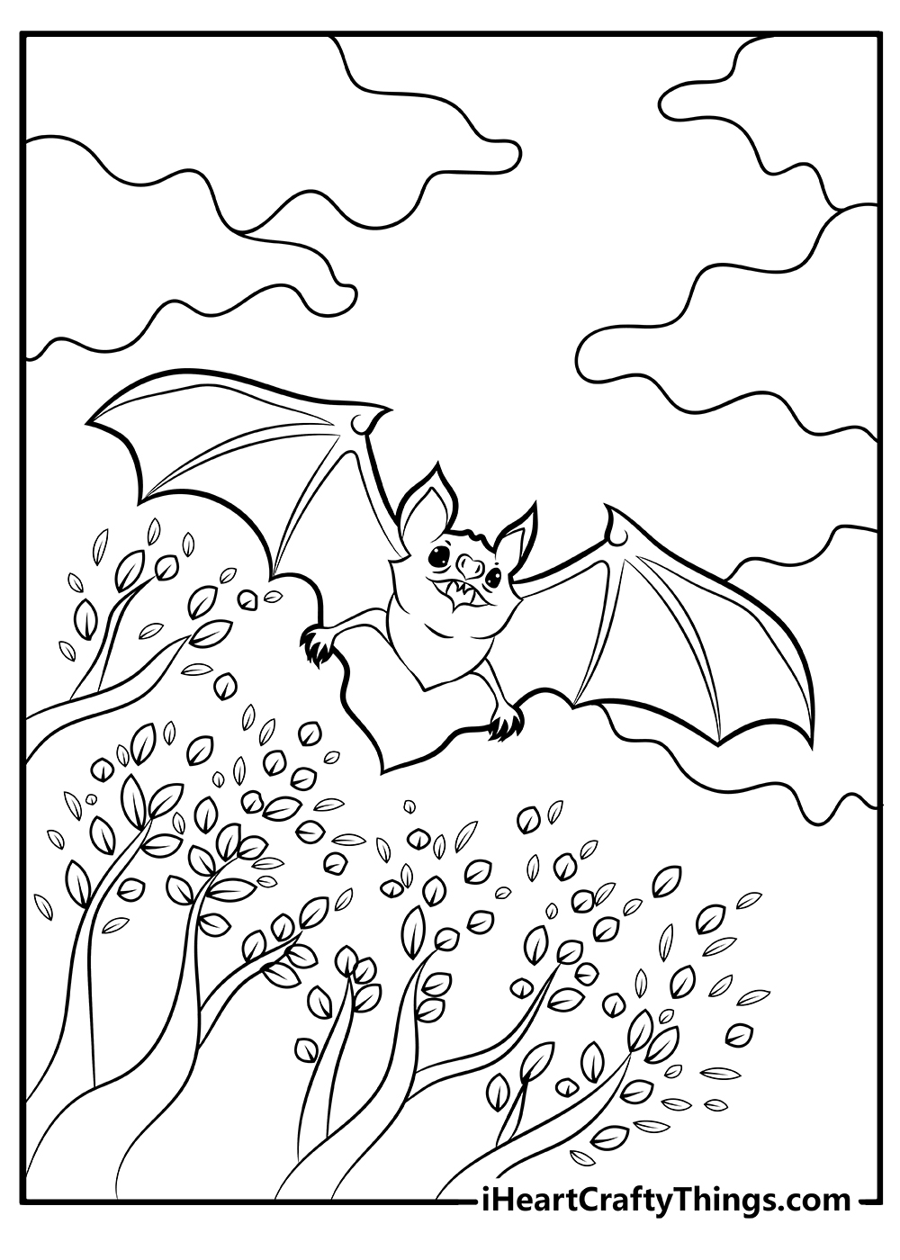easy Bat Coloring Pages free printable