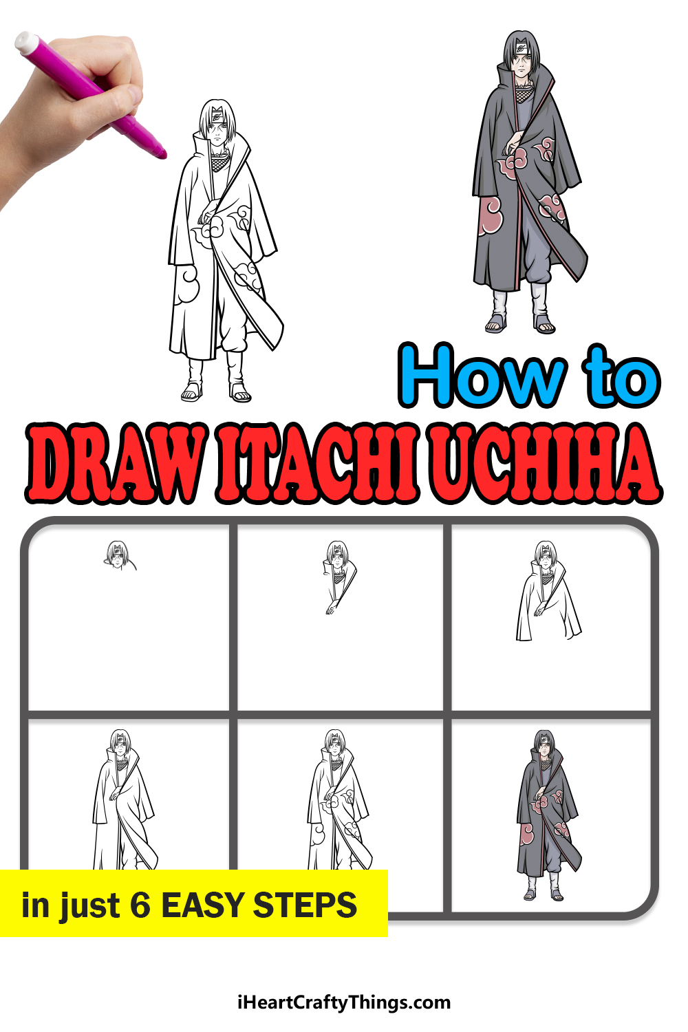 how to draw Itachi Uchiha in 6 easy steps