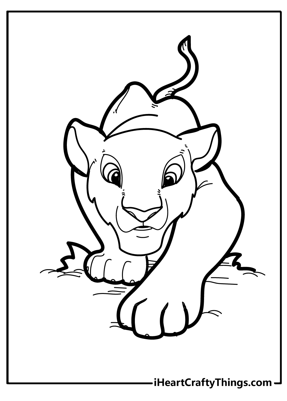 Sneaking lion coloring page