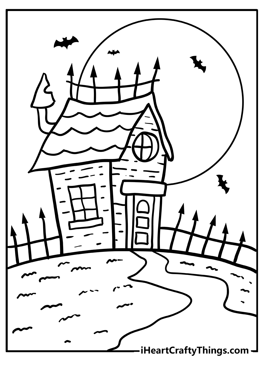 Haunted House Easy Coloring Pages