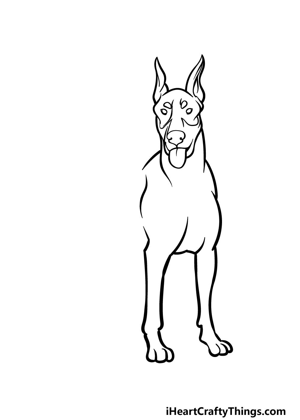 how to draw a Dobermann step 2