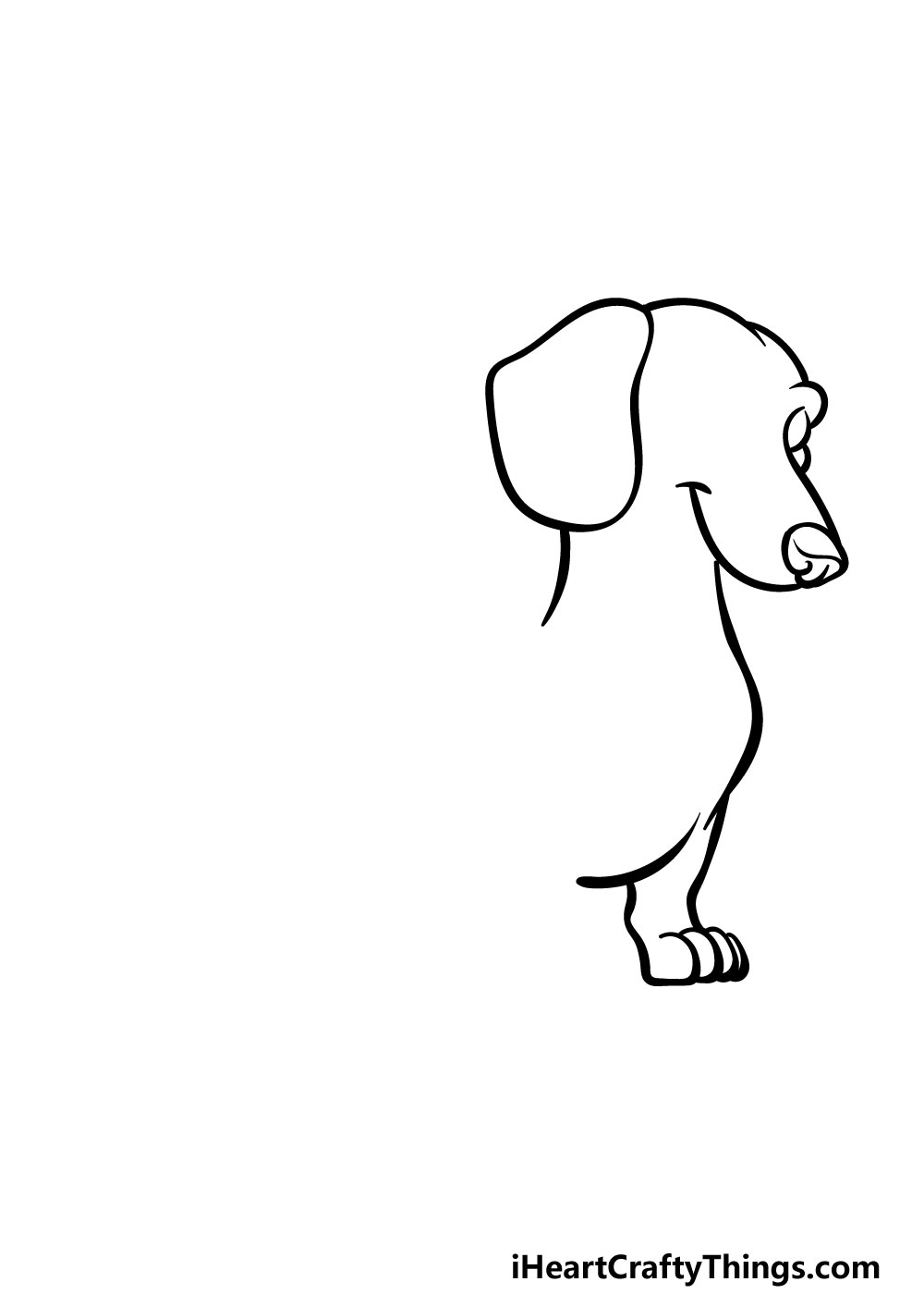 how to draw a Dachshund step 2