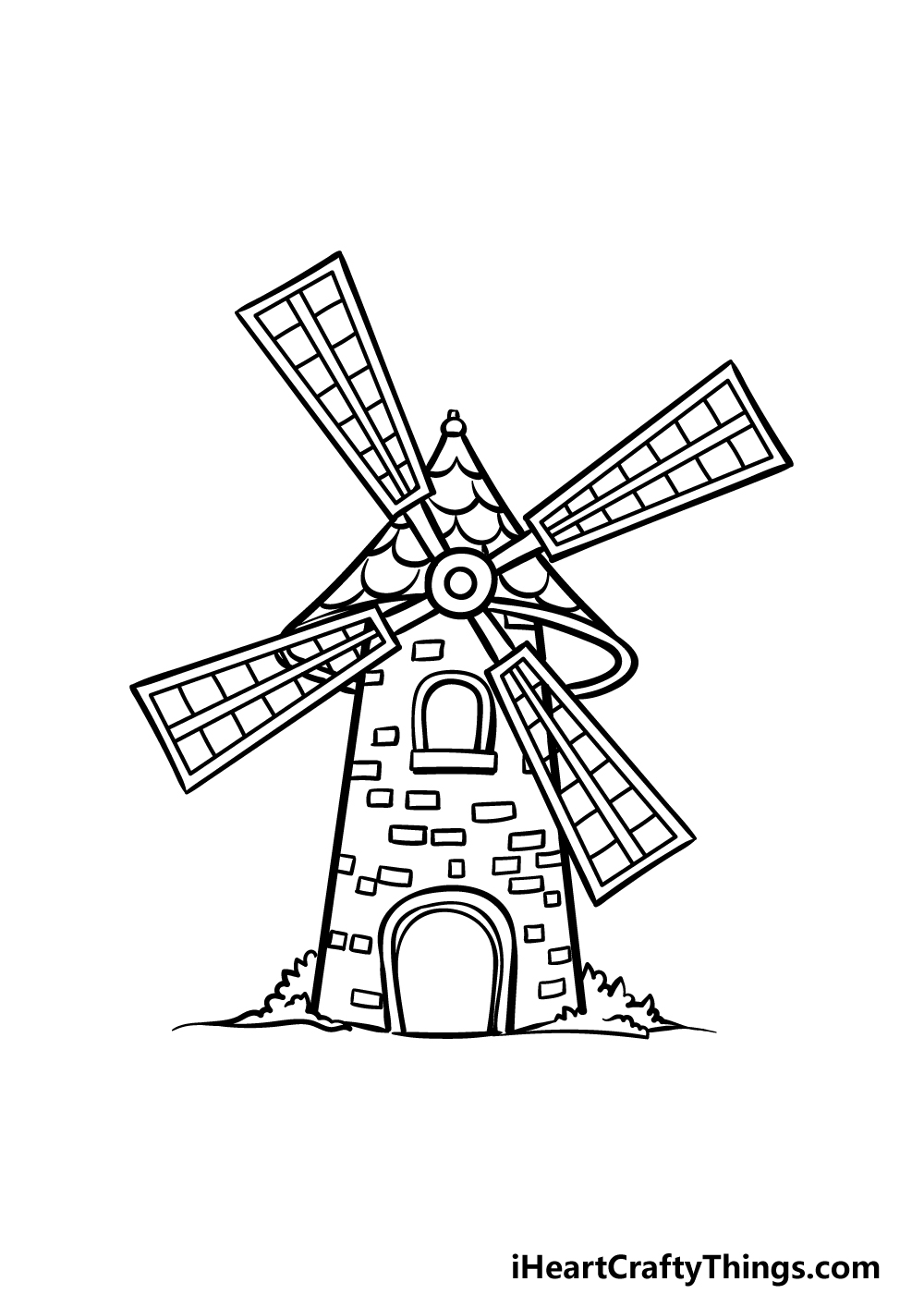 how to draw a Windmill step 4