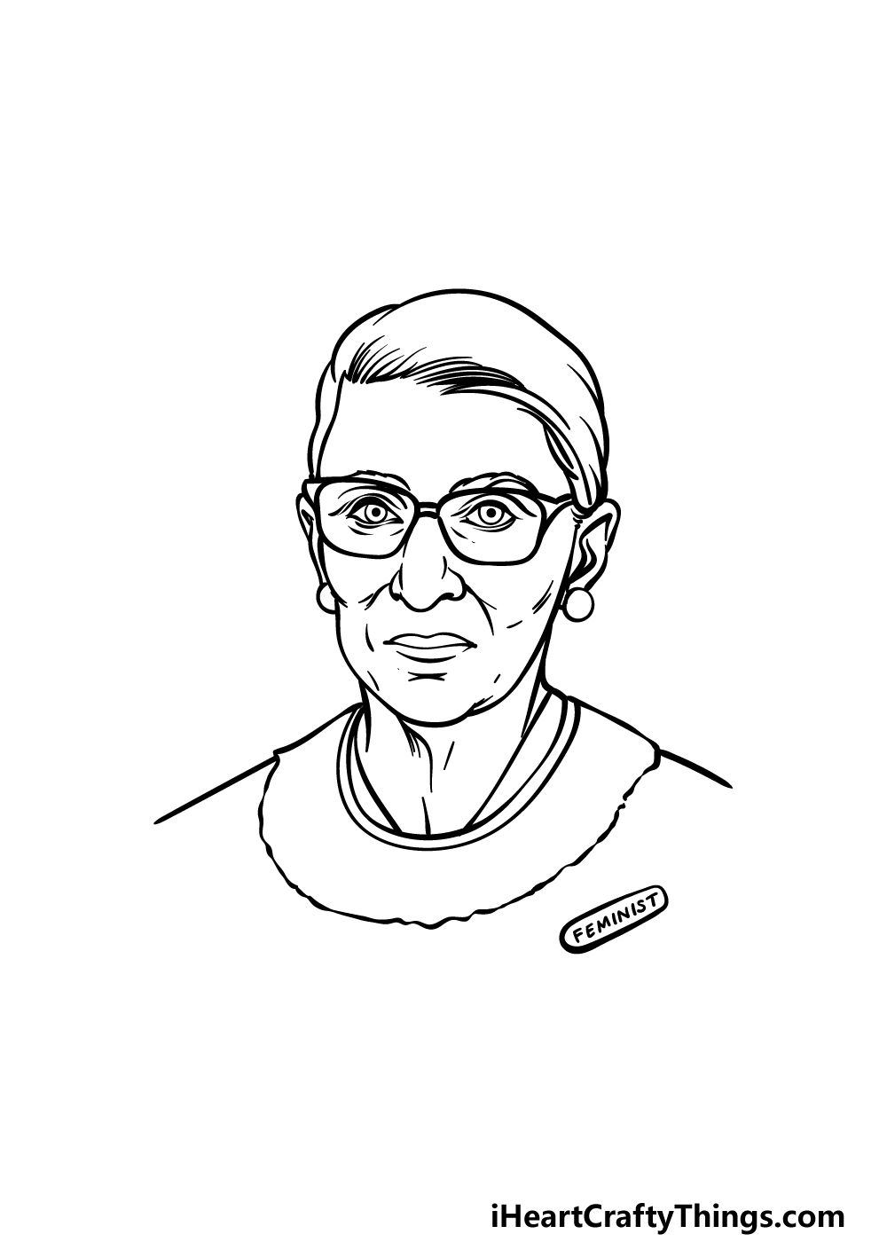how to draw Ruth Bader Ginsburg step 5