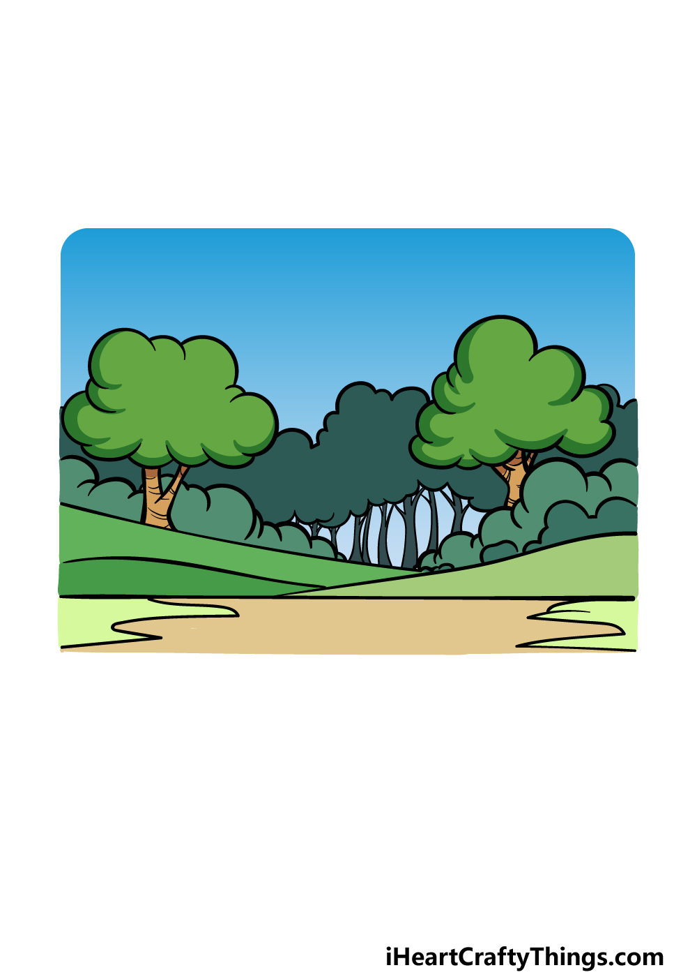 how to draw a Simple Landscape step 6