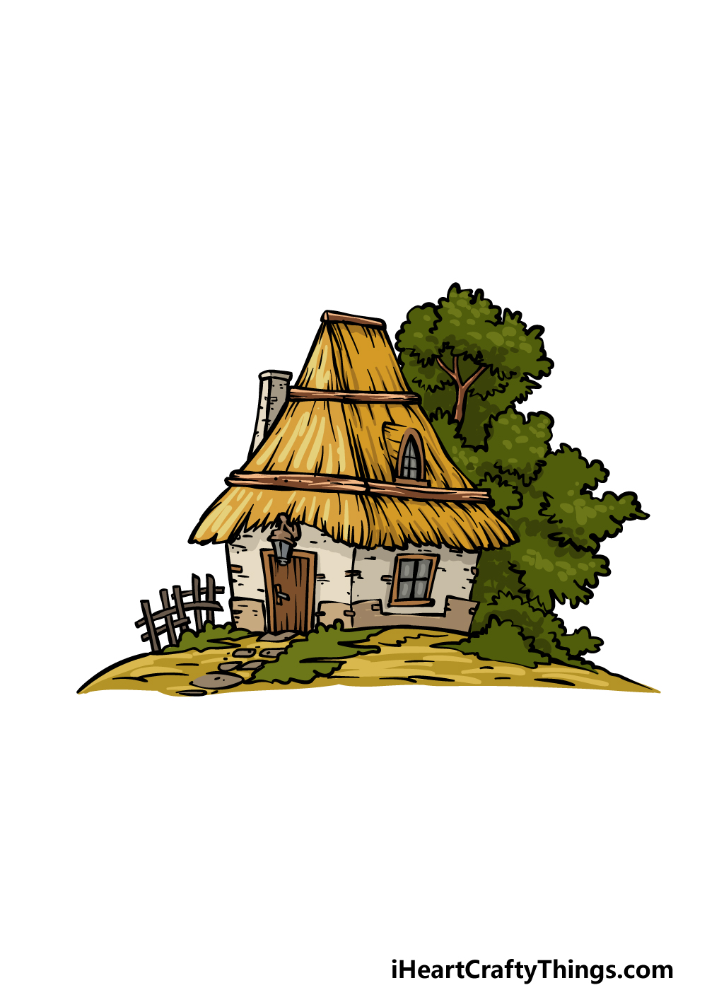 how to draw a Cottage step 6