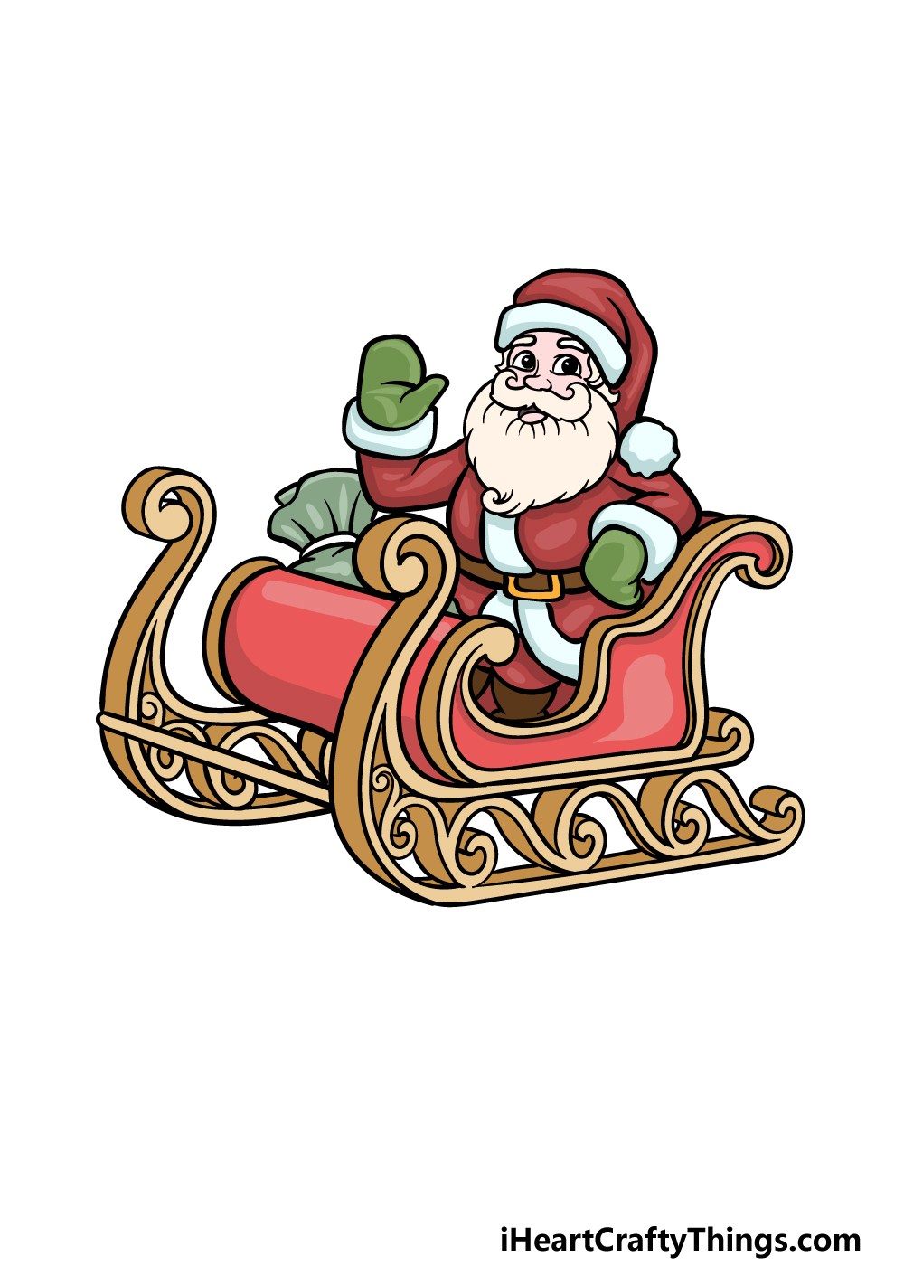 how to draw a Santa Sleigh step 6