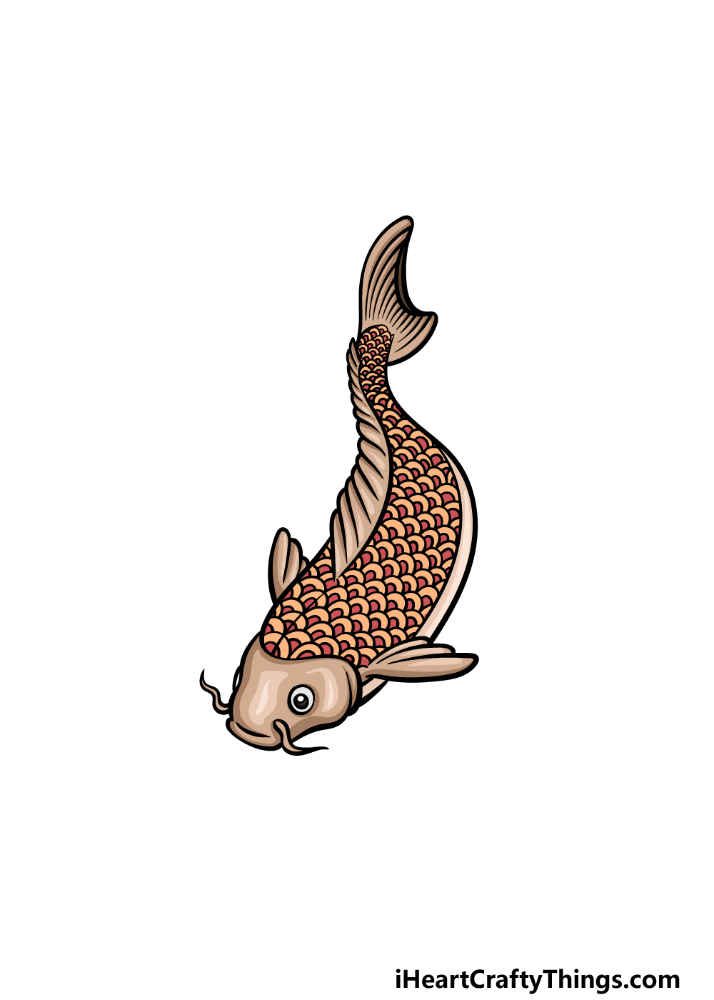 how to draw a Japanese Koi Fish step 6