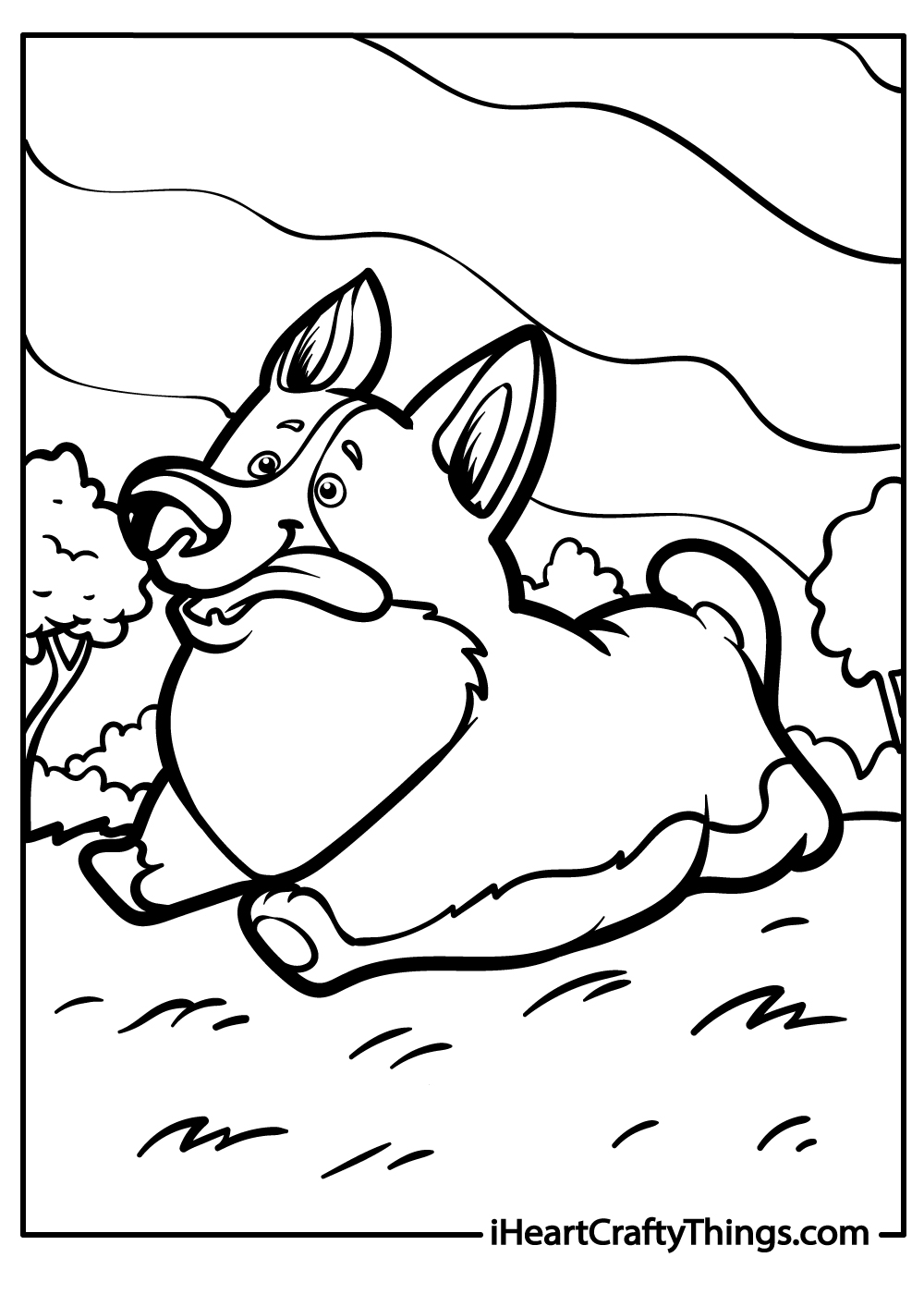 corgi coloring sheet for kids