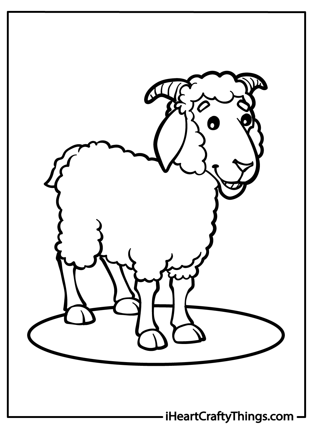 black-and-white goat coloring sheet
