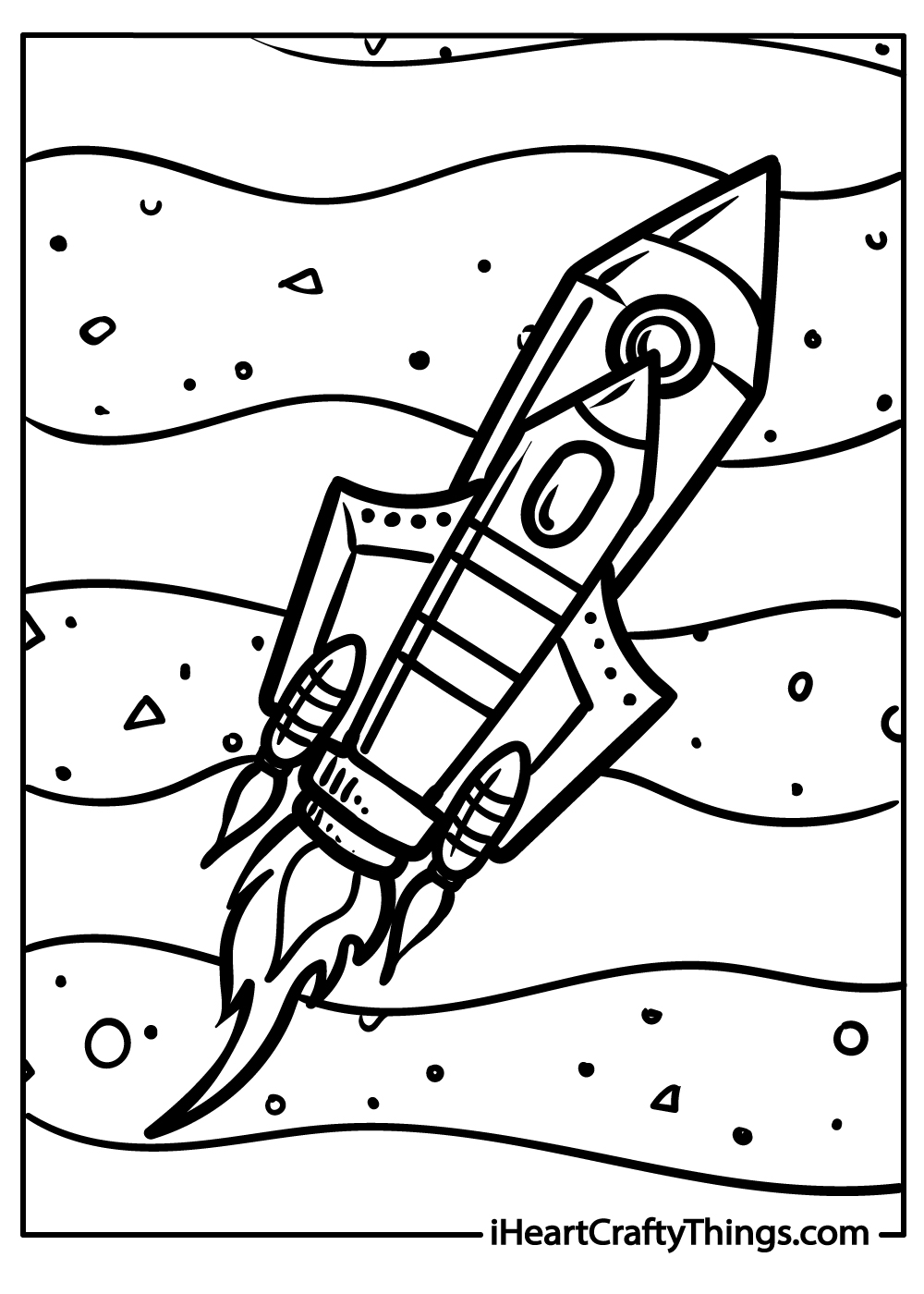 black-and-white rocket coloring pages