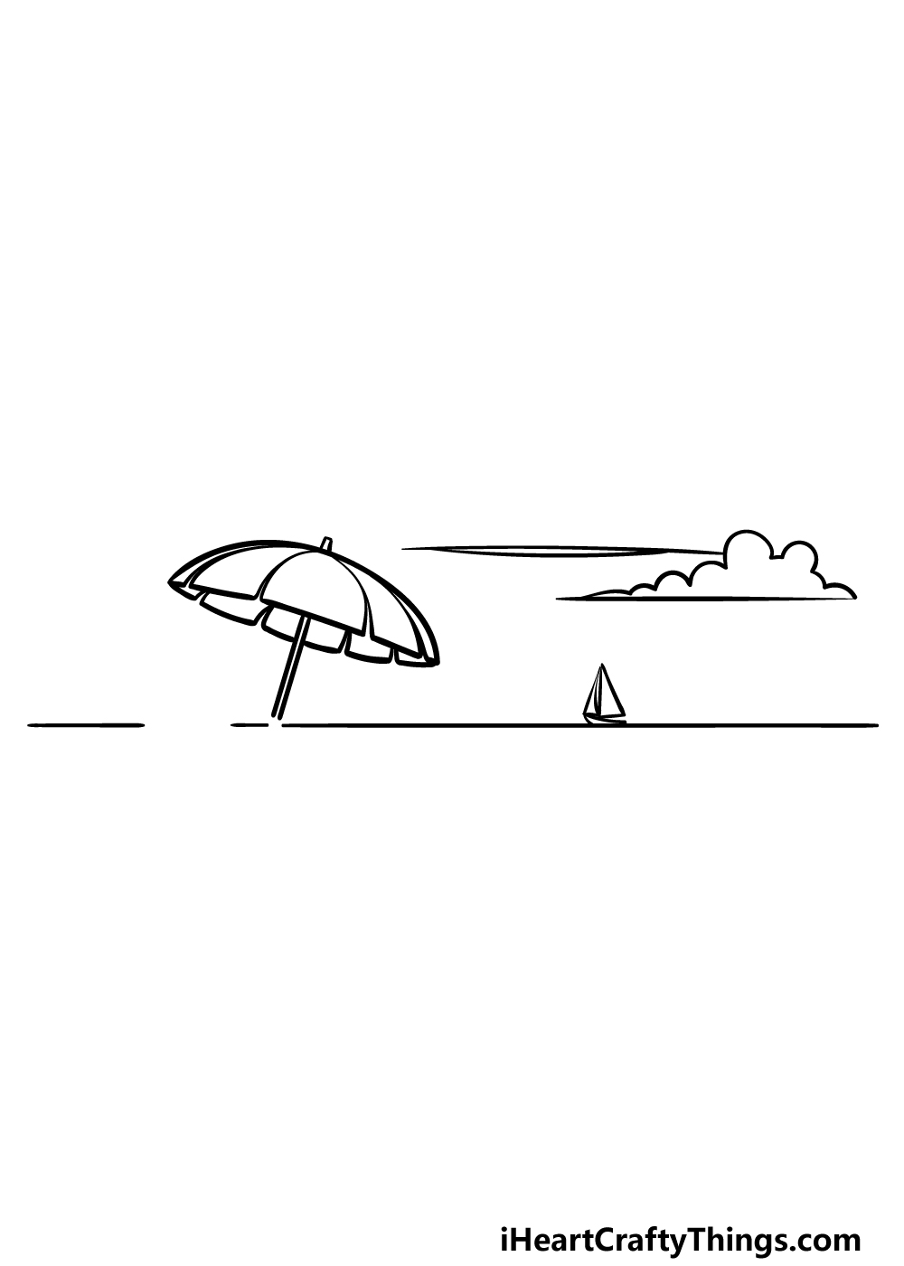 how to draw a cartoon beach step 2