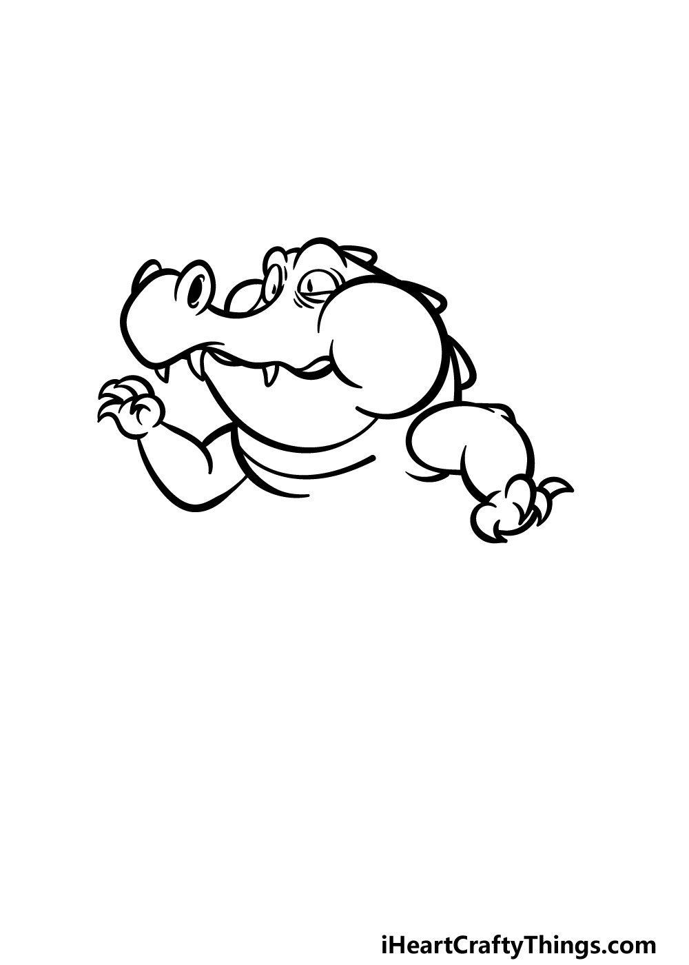 how to draw a cartoon crocodile step 2